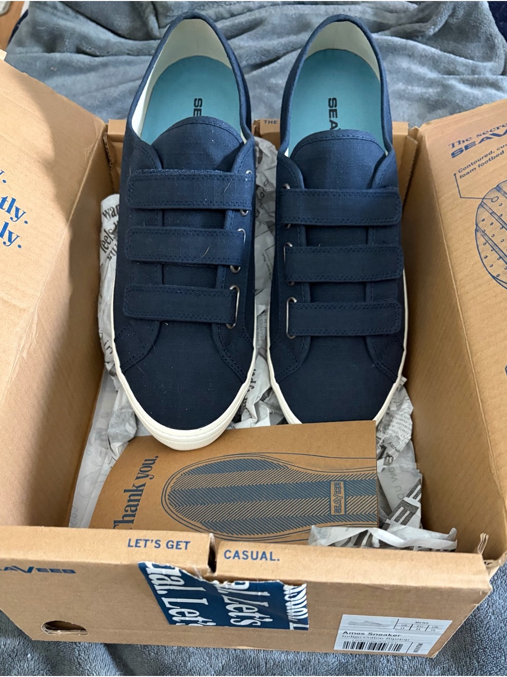 SeaVees Men's Navy Canvas Velcro Sneakers